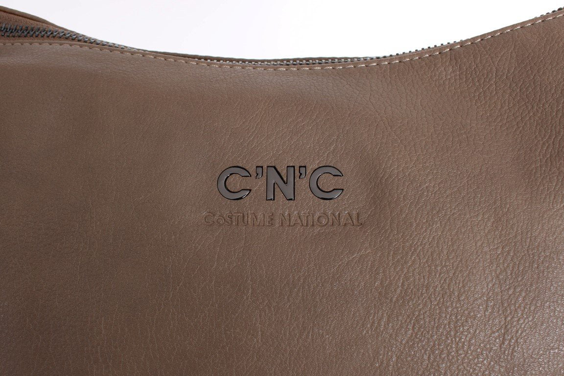 Brown leather hobo bag