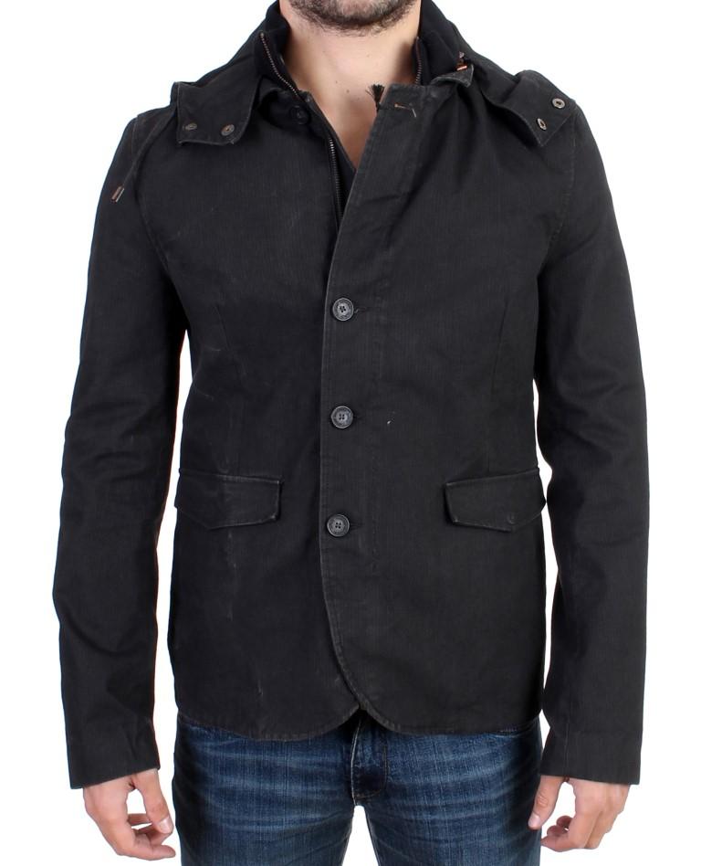 Gray hooded cotton jacket