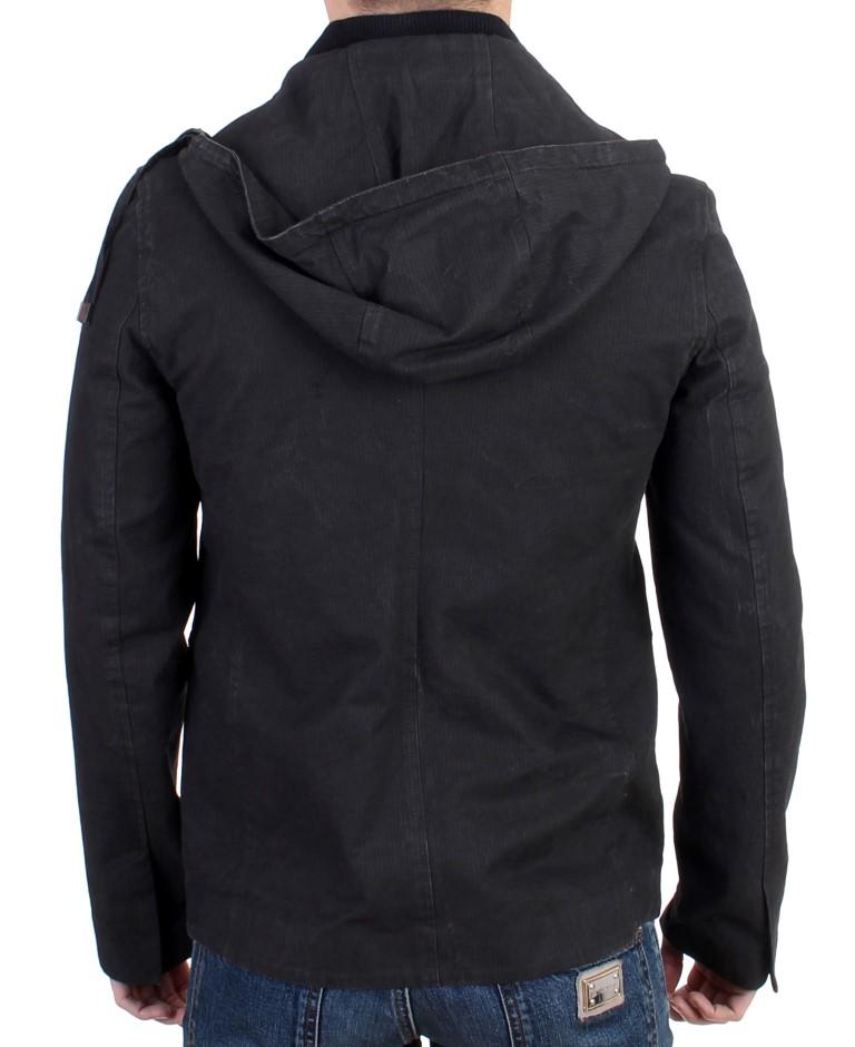 Gray hooded cotton jacket