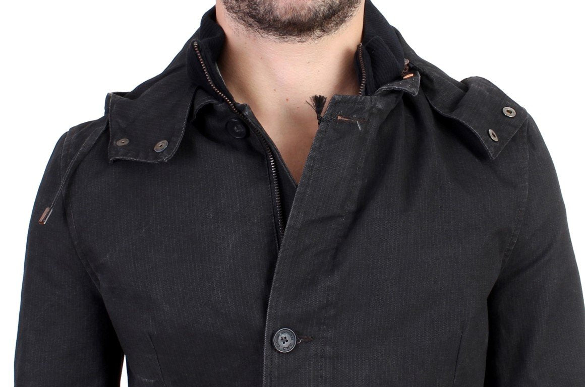 Gray hooded cotton jacket