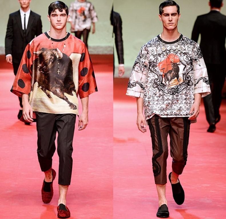 Bull Torero Red Silk Crewneck T-shirt