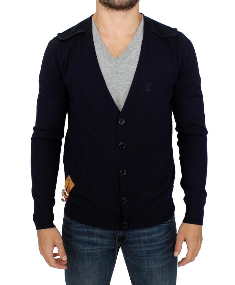 Blue wool cardigan sweater