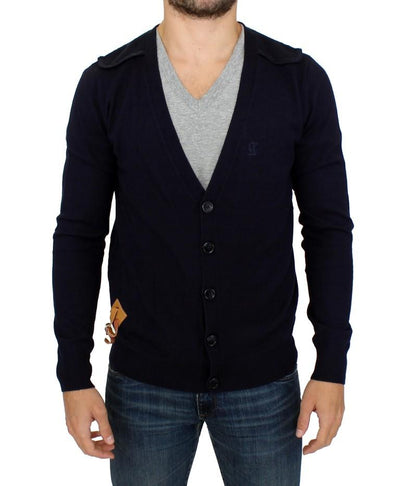 Blue wool cardigan sweater