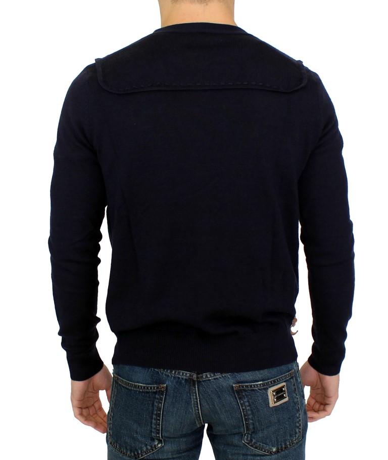 Blue wool cardigan sweater