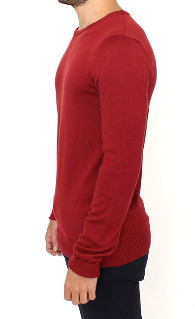 Red Knitted Wool Blend Pullover Sweater