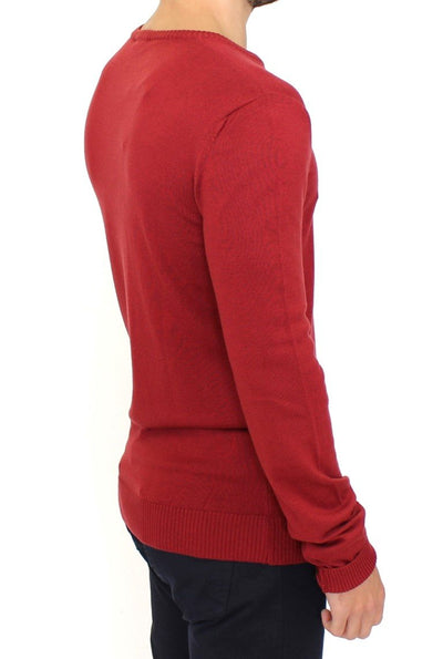 Red Knitted Wool Blend Pullover Sweater