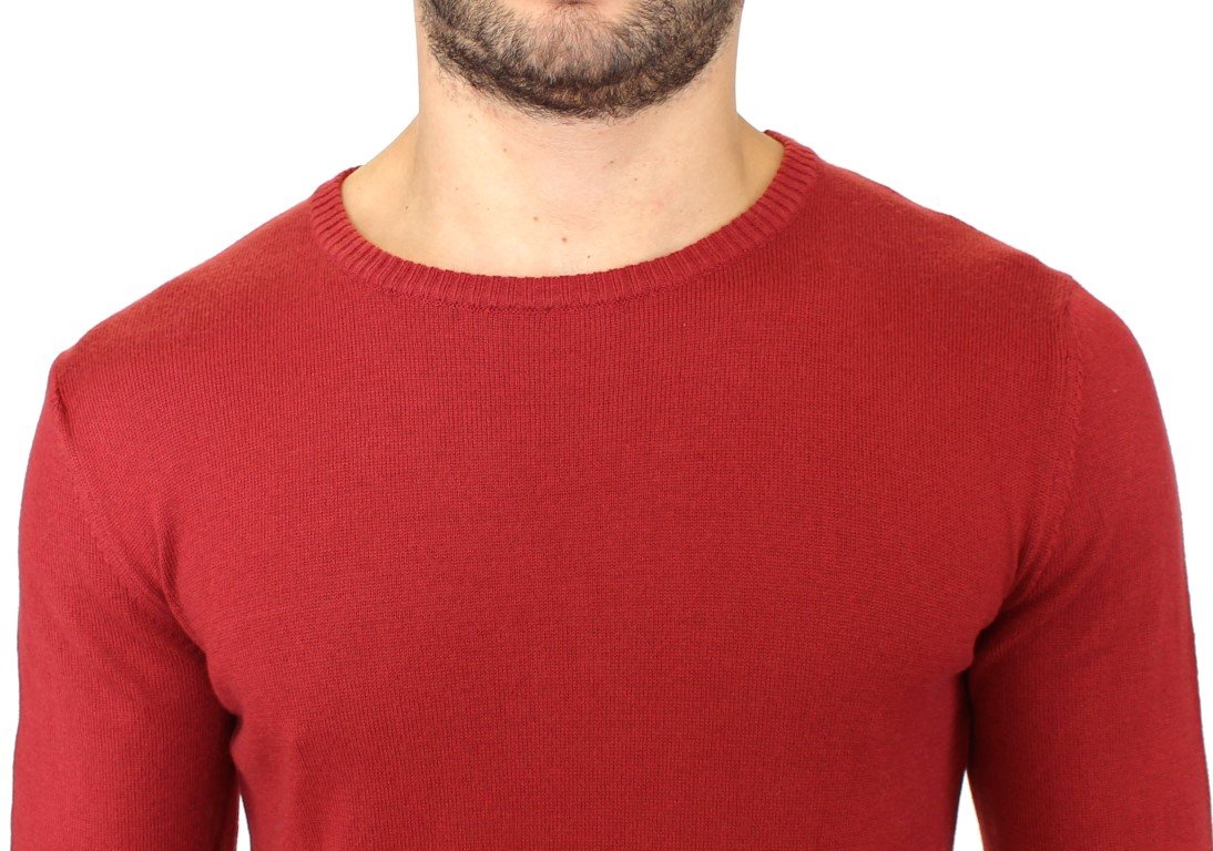 Red Knitted Wool Blend Pullover Sweater