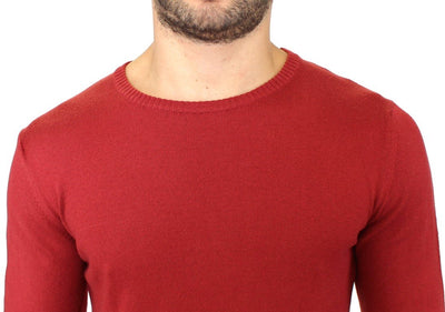 Red Knitted Wool Blend Pullover Sweater