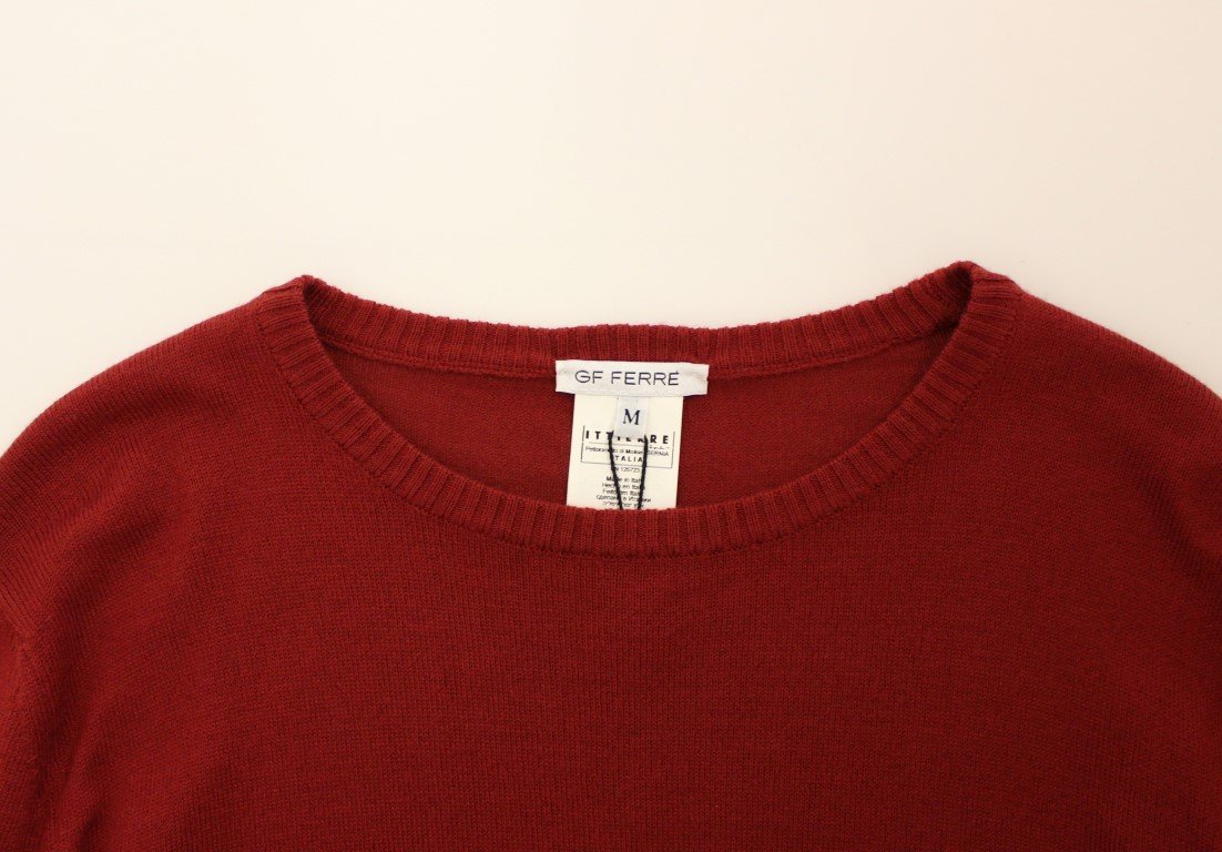 Red Knitted Wool Blend Pullover Sweater