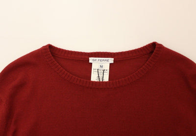 Red Knitted Wool Blend Pullover Sweater
