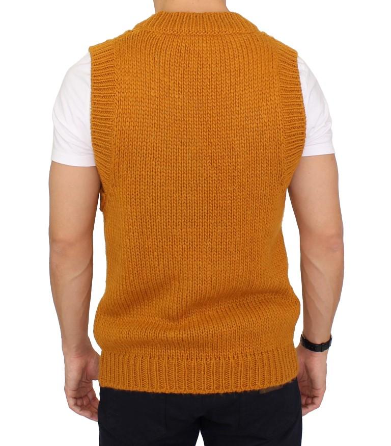 Orange Knitted Wool Blend Pullover Vest