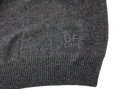 Gray Wool Blend Mens V-neck Pullover Sweater