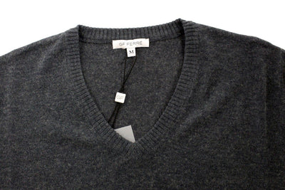 Gray Wool Blend Mens V-neck Pullover Sweater