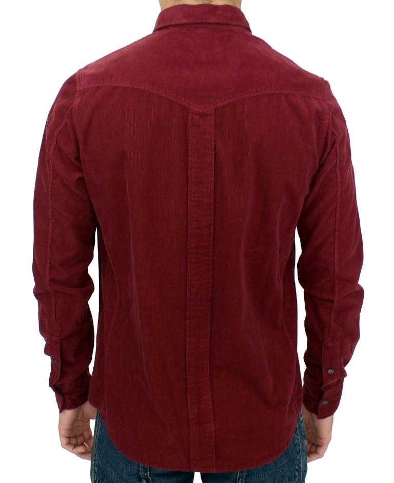 Red Button Front Cotton Casual Shirt