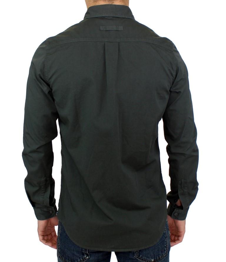 Green Button Front Cotton Casual Shirt