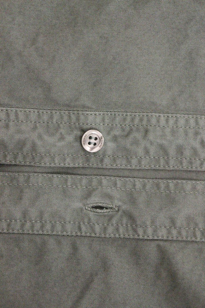 Green Button Front Cotton Casual Shirt