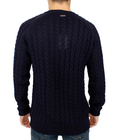 Blue Wool Knitted SLIM FIT Pullover Sweater
