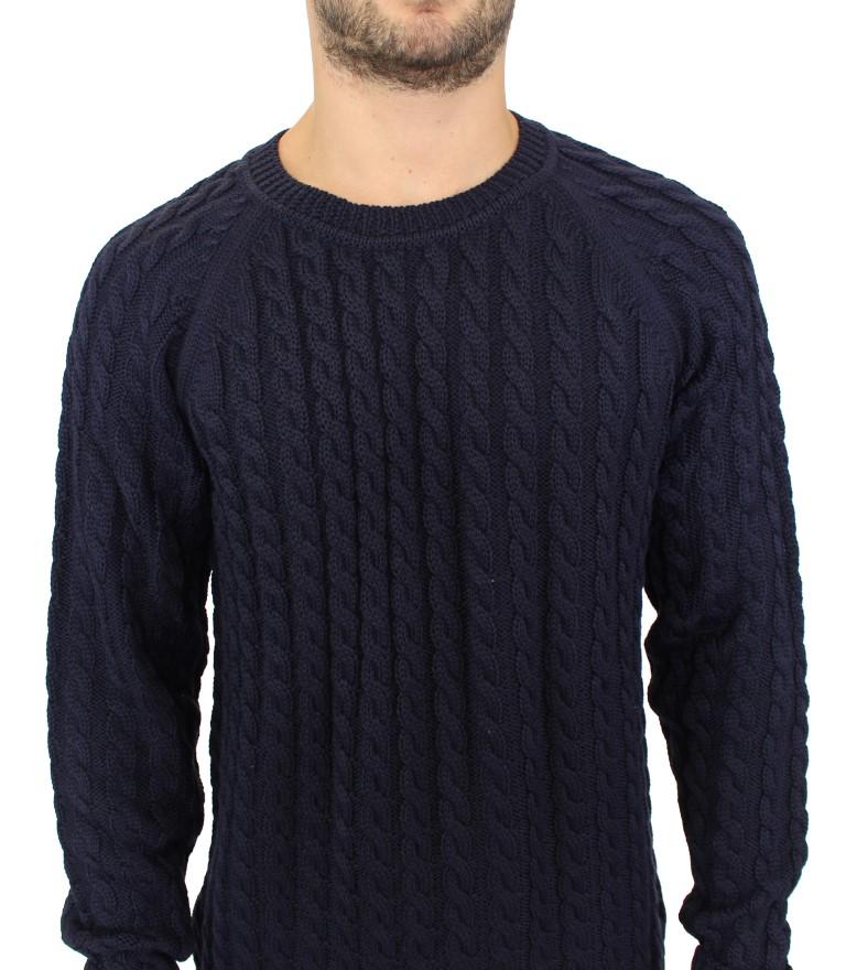 Blue Wool Knitted SLIM FIT Pullover Sweater