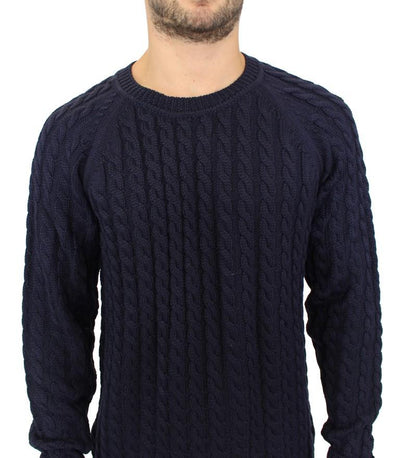 Blue Wool Knitted SLIM FIT Pullover Sweater