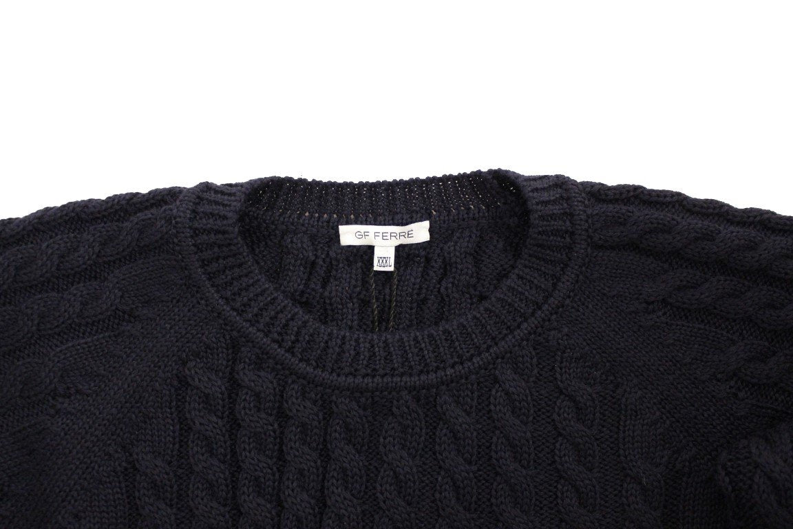 Blue Wool Knitted SLIM FIT Pullover Sweater