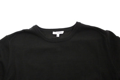 Black Knitted Wool Crewneck Pullover Sweater
