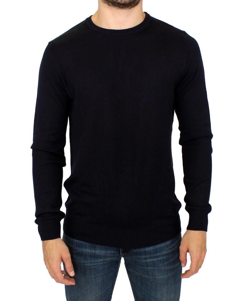 Black Knitted Wool Blend Pullover Sweater