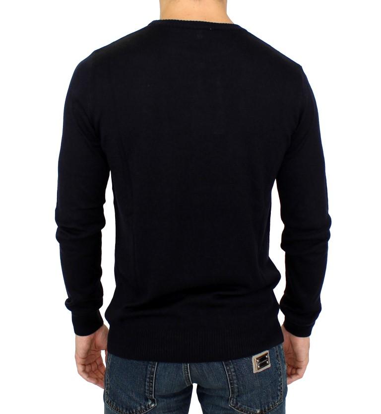Black Knitted Wool Blend Pullover Sweater