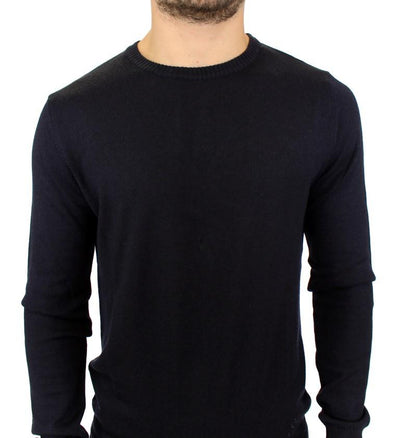 Black Knitted Wool Blend Pullover Sweater