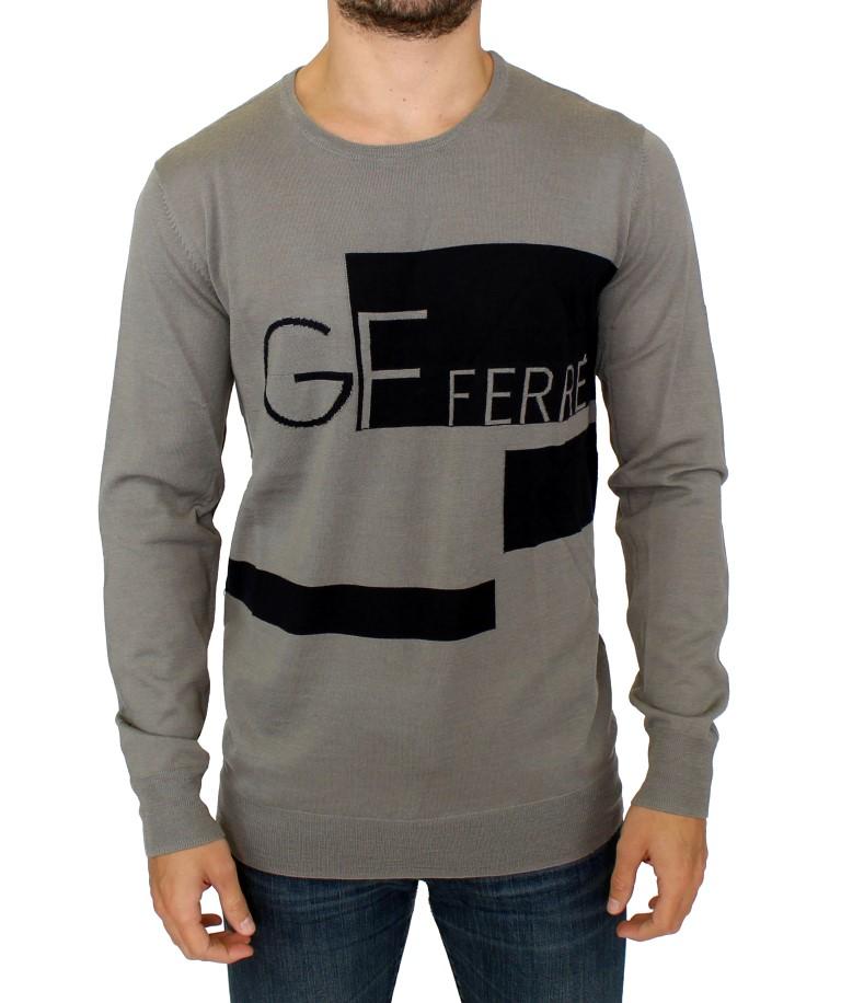 Gray Knitted Wool Crewneck Pullover Sweater