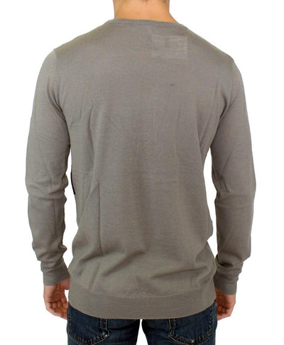 Gray Knitted Wool Crewneck Pullover Sweater