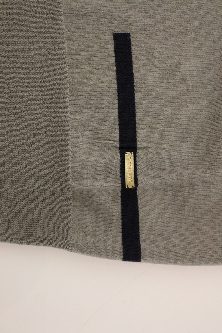 Gray Knitted Wool Crewneck Pullover Sweater