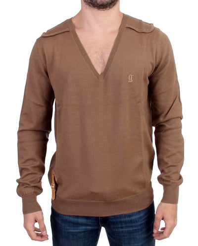 Beige knitted wool sweater