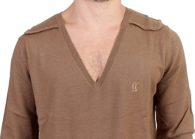 Beige knitted wool sweater