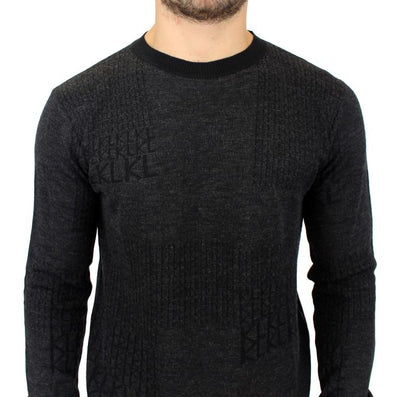 Gray crew-neck pullover sweater