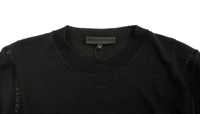 Black Wool Blend Logo Crewneck Pullover Sweater