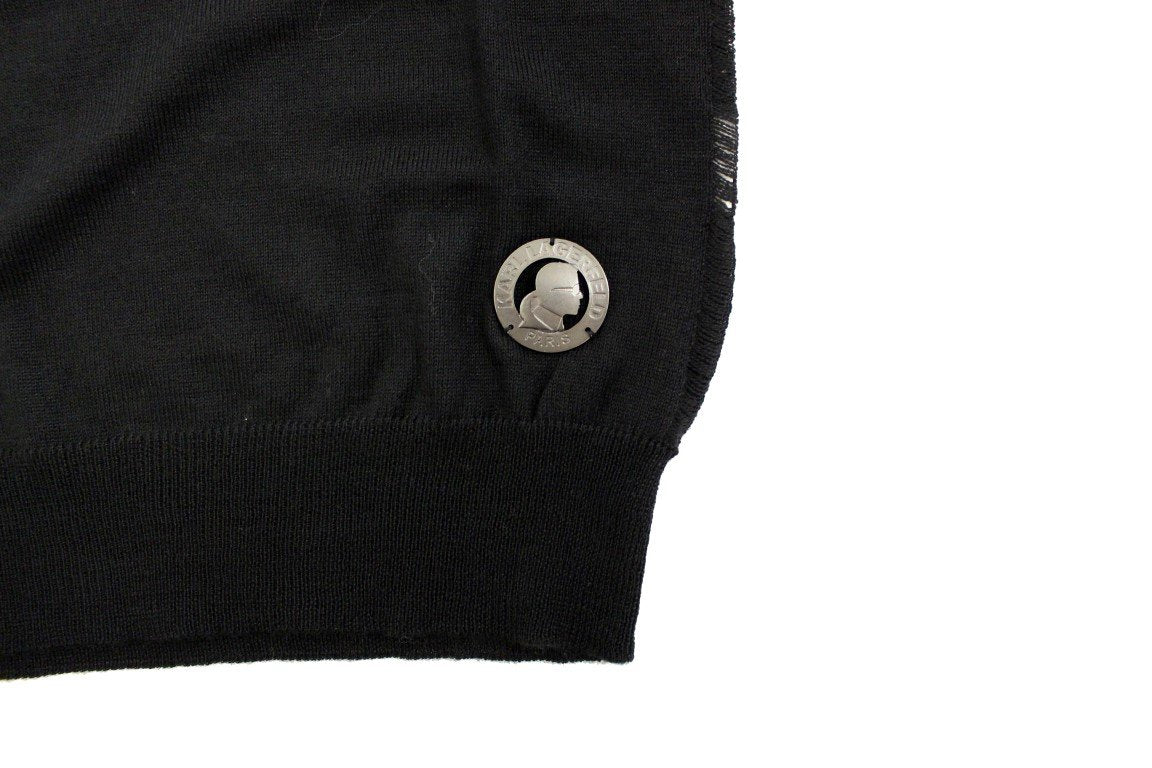 Black Wool Blend Logo Crewneck Pullover Sweater