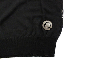 Black Wool Blend Logo Crewneck Pullover Sweater