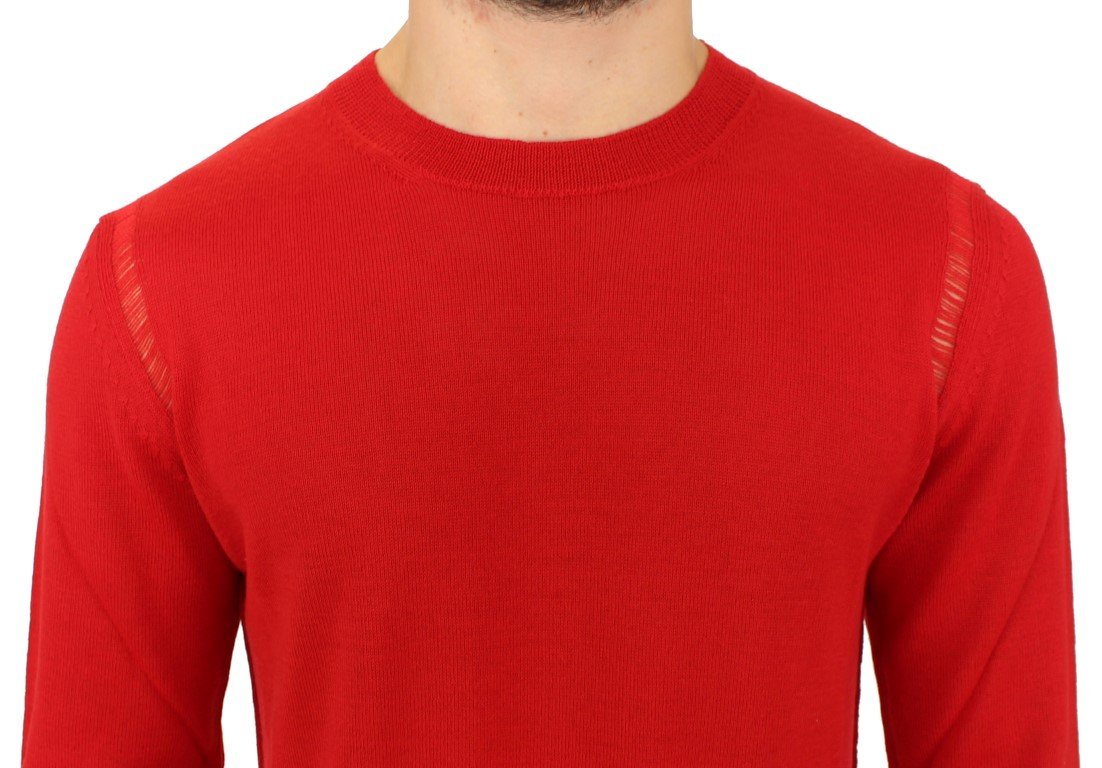 Red wool crewneck pullover sweater