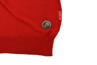 Red wool crewneck pullover sweater