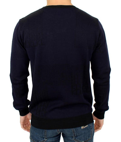 Blue crew-neck pullover sweater