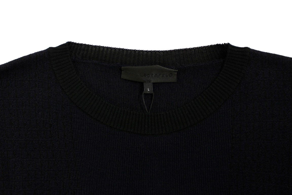 Blue crew-neck pullover sweater