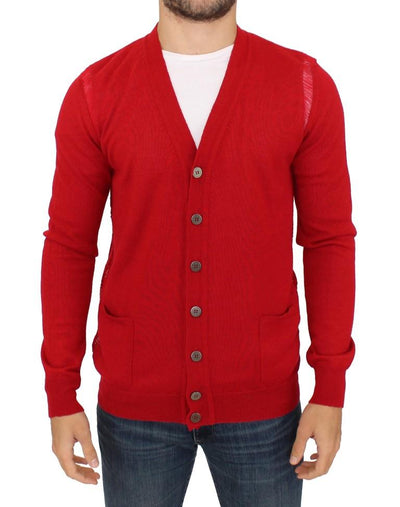 Red wool cardigan sweater