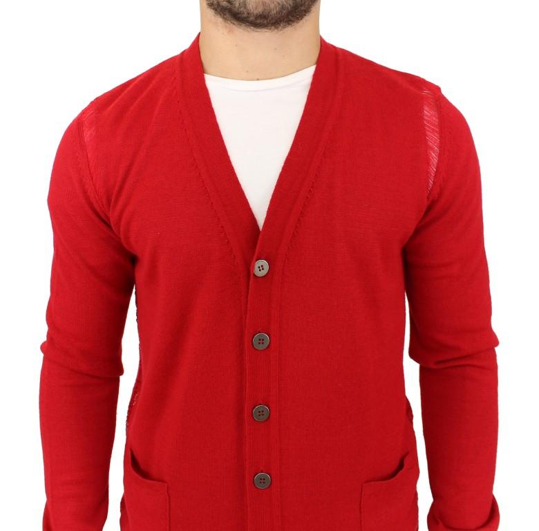 Red wool cardigan sweater