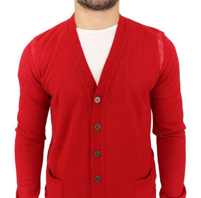 Red wool cardigan sweater