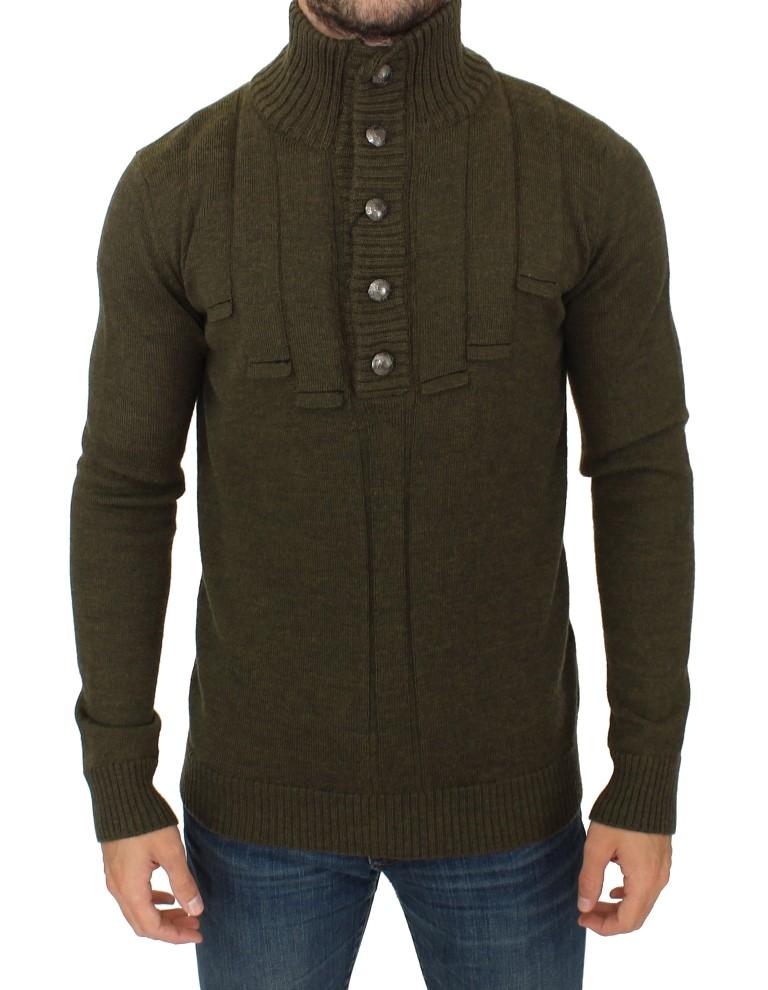 Green wool turtleneck sweater