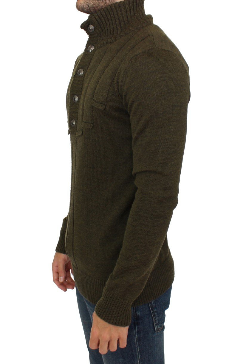 Green wool turtleneck sweater