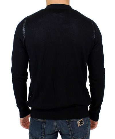 Black wool cardigan sweater