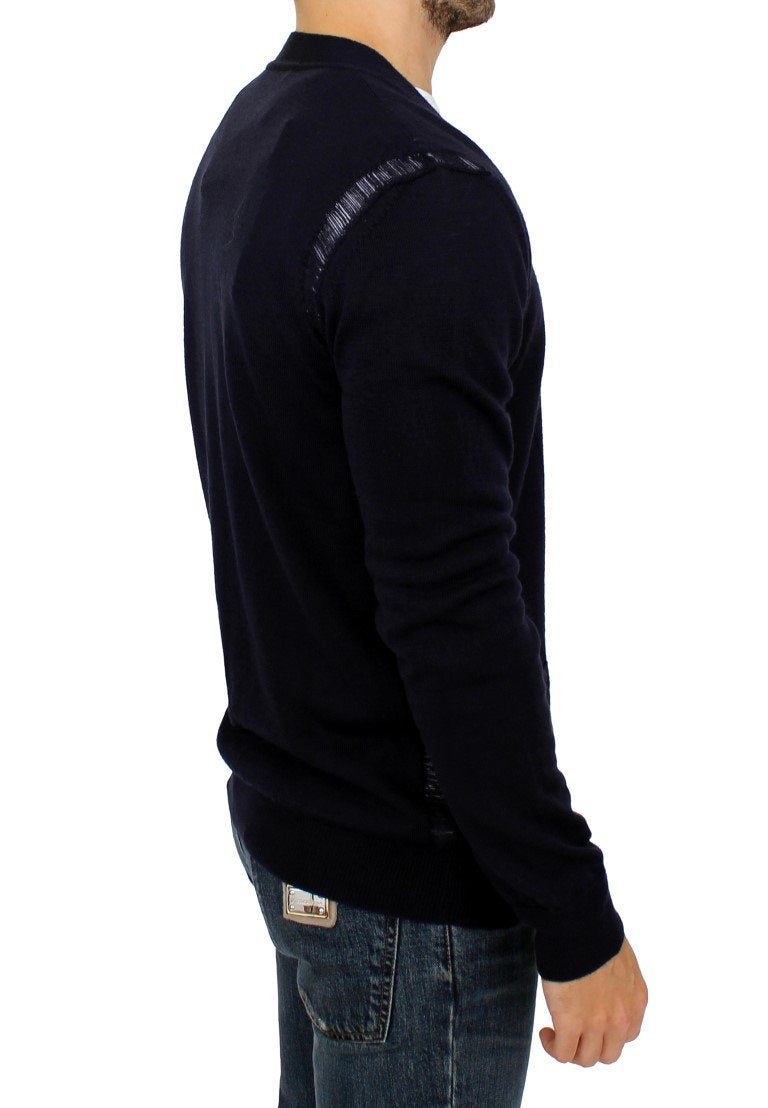Blue wool cardigan sweater