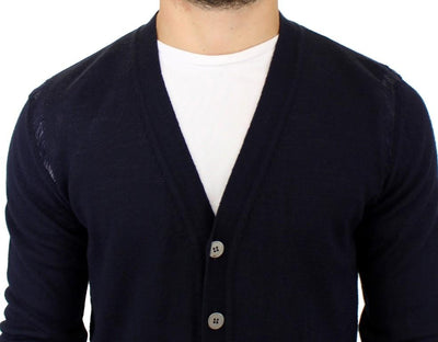 Blue wool cardigan sweater