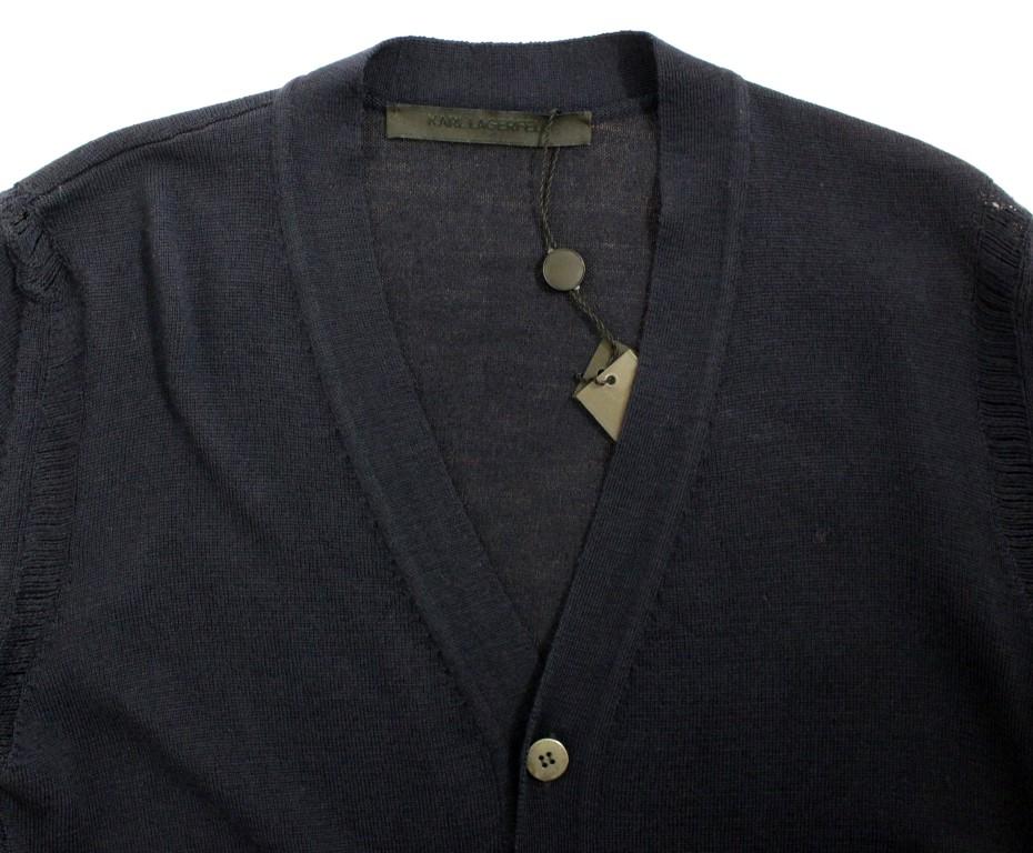 Blue wool cardigan sweater